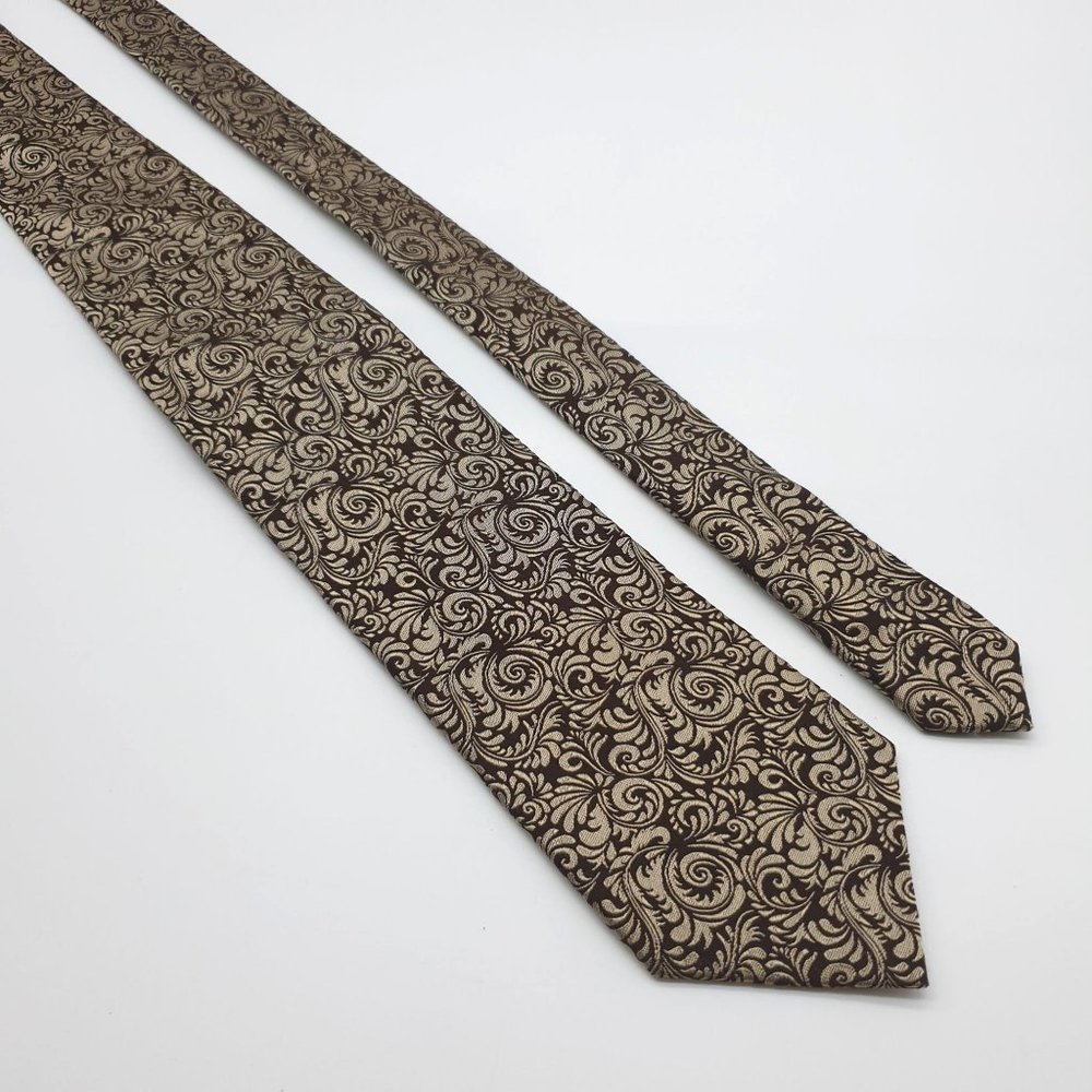 Alvani Mens Necktie Slim Victorian Accessory Office Work Casual Dad Gift Brown - Picture 1 of 5